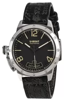 Image of U-Boat 8890 CLASSICO 40mm Vintage Screws Bezel Black Dial Watch