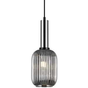Image of Italux Antiola - Modern Hanging Pendant Satin Nickel 1 Light with Glass, Smoky Shade, E27