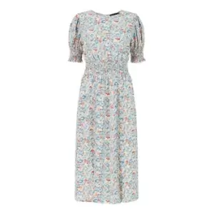 Image of Mela London Blue Ditsy Floral Shirred Waist Dress - Blue