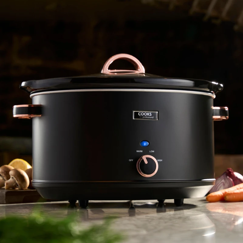 Image of Cooks Professional 8L Slow Cooker with Lid, Removable Bowl & 3 Heat Settings in Rose Gold Rose Gold Unisex