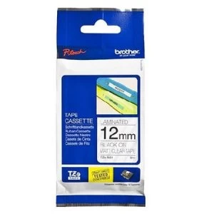 Image of Brother TZe-M31 P-touch Label Tape (12mm x 8m) Black On Clear