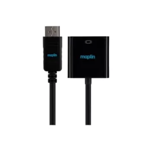 Image of Maplin Displayport to VGA Female Connector Port Cable 0.23m Black