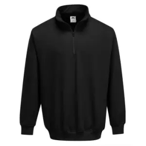 Image of B309BKRS - sz S Sorrento Zip Neck Sweatshirt - Black - Black - Portwest