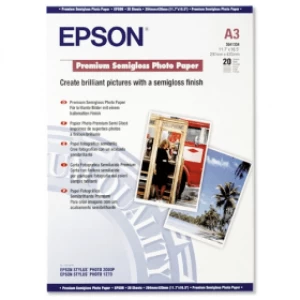 Image of Epson C13S041334 A3 Premium Semigloss Photo Paper 251g x20