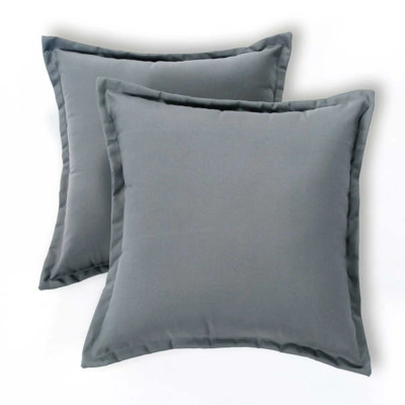 Image of Homescapes Luxury Outdoor Cushions 2 Set, Waterproof Filled Cushions, Soft-Touch, Plain Grey, For Garden And Indoors, 45 X 45 Cm
