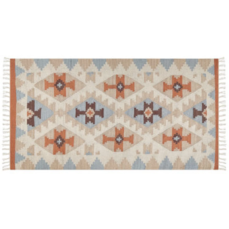 Image of Beliani Rug Dilijan Multicolour 80 X 150 Cm Cotton Kilim