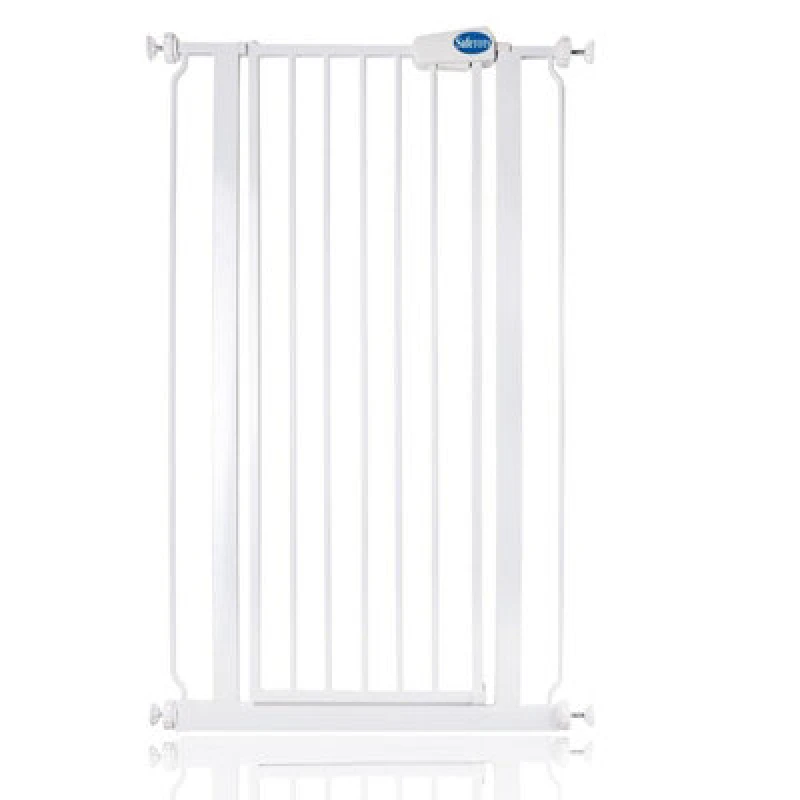 Image of Safetots Extra Tall Narrow Metal Safety Gate Pressure Fit, 68.5Cm - 75Cm, White, 104Cm In Height, Extra Tall Baby Gate