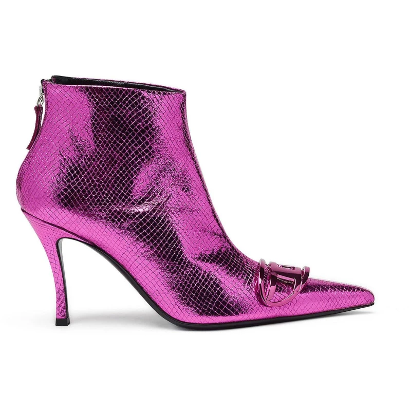 Image of Diesel Womens DVnus 3-Inch Block Heel Ankle Boots Very Berry female 3.5 (36)