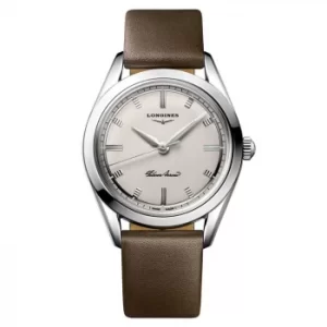Image of Longines Heritage Silver Arrow Brown Leather Strap Watch