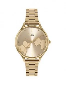 Image of Radley Silver Dog Detail Dial Carnation Gold Stainless Steel Bracelet Ladies Watch
