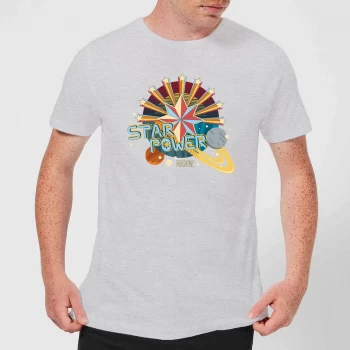 Image of Captain Marvel Star Power Mens T-Shirt - Grey - XS - Grey