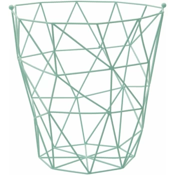 Image of Green Iron Storage Basket With Wire Frame Laundry Basket/ Hamper Box/ Washing Baskets 31 x 31 x 31 - Premier Housewares