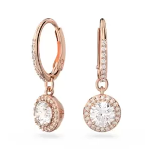 Image of Constella Drop Round Cut Pav White Rose Gold-tone Plated Earrings 5638769