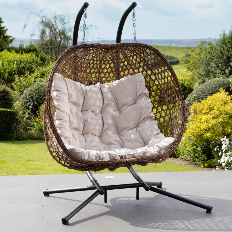 Image of Artemis Home Beauchamp Swinging Double Garden Seat in Cream Cream Unisex