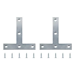 Image of BQ Zinc effect Steel Tee plate L100mm Pack of 2