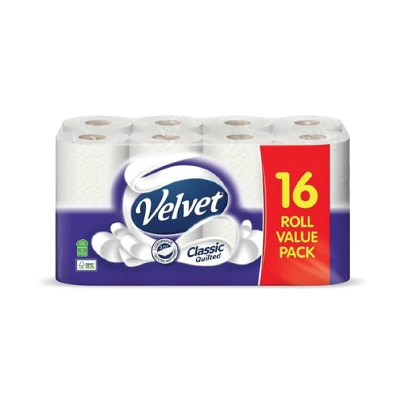 Image of Velvet Classic Quilted Toilet Roll 3-Ply 150 Sheets (16 Pack) 1102202