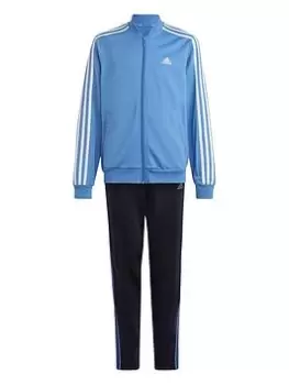 Image of adidas Sportswear Girls Junior Tracksuits Essentials 3-Stripes Tracksuit - Blue Size 13-14 Years, Women