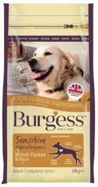 Image of Burgess Sensitive Adult Turkey and Rice Dry Dog Food 2kg