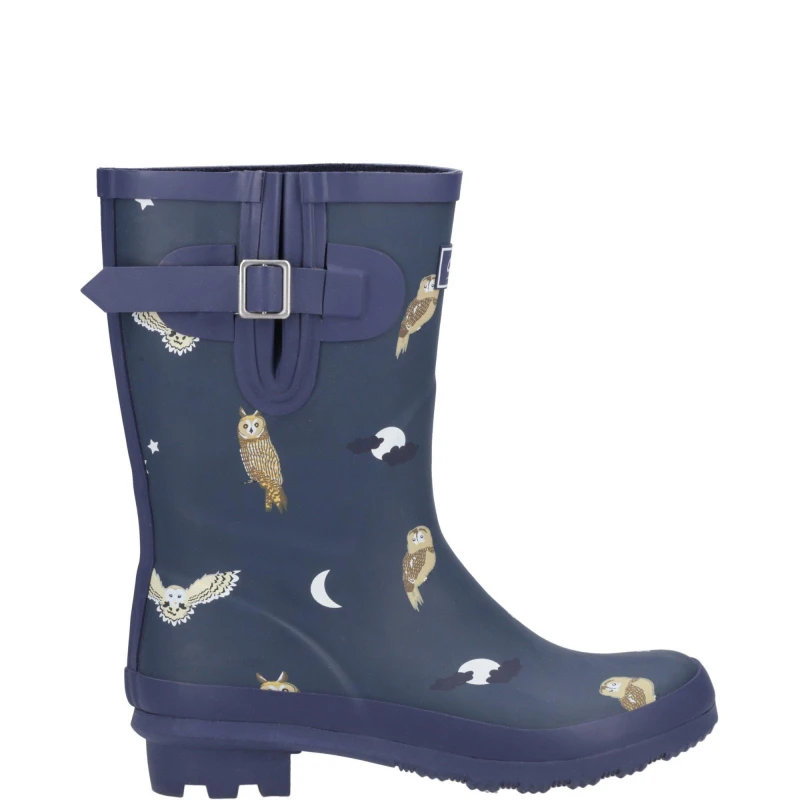 Image of Cotswold Womens 'Woodland Mid' Patterned Wellingtons in Navy Size: 5 Navy Female 5