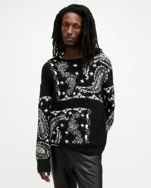 Image of AllSaints Bandana Paisley Jacquard Brushed Jumper