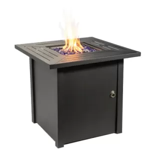Image of Peaktop Peaktop Firepit Outdoor Gas Fire Pit Metal With Glass Rocks Cover