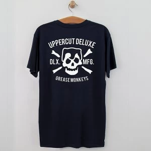 Image of Uppercut Grease Monkey Lives T-Shirt - Navy/White Print - S - Navy/White