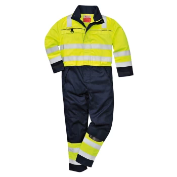 Image of Biz Flame Hi Vis Multi-Norm Flame Resistant Coverall Yellow / Navy M
