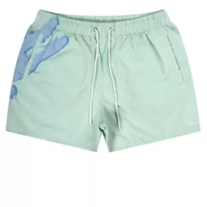 Image of Lacoste Oversized Croc Print Quick Dry Swim Shorts Mint Green