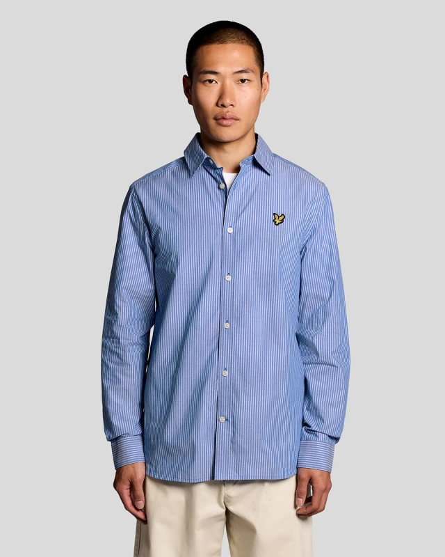 Image of Lyle & Scott Double striped long sleeve shirt Lyle & Scott Bleu Male M