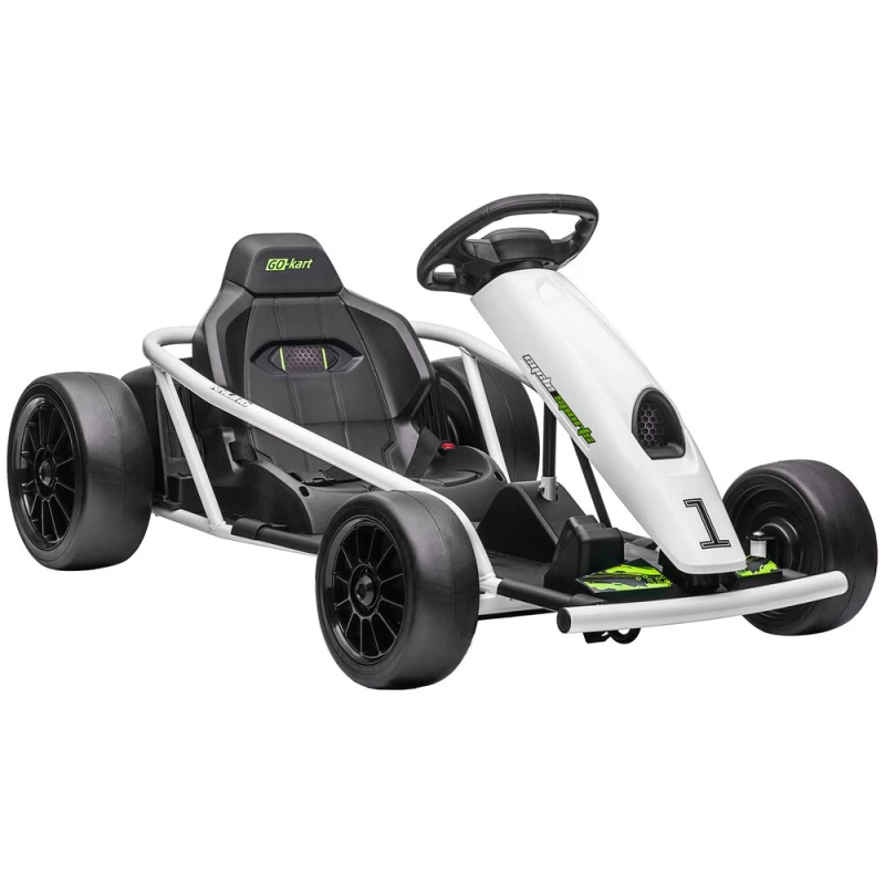 Image of HOMCOM 24V Electric Go Kart For Kids With Music, Horn Honking, Slow Start, White 370-303V70WT