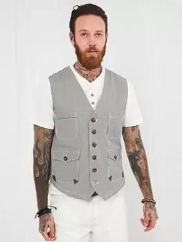 Image of Joe Browns Terrific Tick Stripe Waistcoat - Blue Size 48, Men