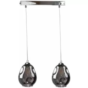 Image of Keter Loki Bar Pendant Ceiling Light Silver, 50cm, 2x E27
