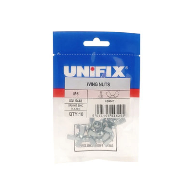 Image of Unifix Wing Nuts Uni 5448 Bzp - M12 X 1.75 - Bag Of 4