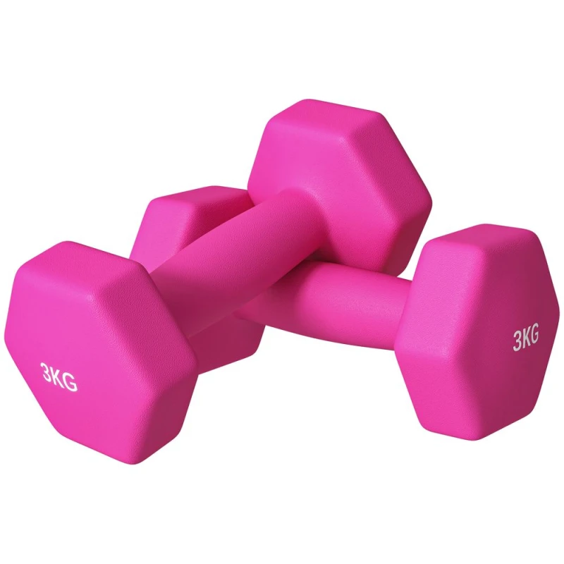 Image of Sportnow Set Of 2 Hexagonal Dumbbells Weights Pair, 2 X 3Kg, Pink A91-315V02PK