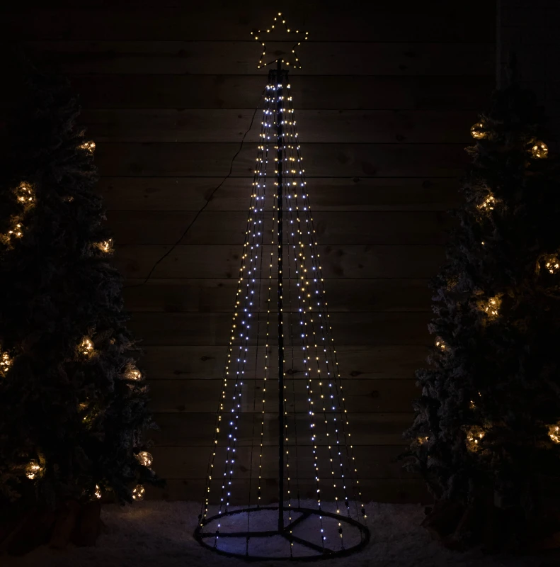 Image of 1.4m Light up Christmas Pyramid Cone Tree with 308 White & Warm White LEDs