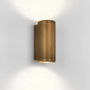 Image of 2 Light Outdoor Up Down Wall Light Antique Brass IP44, GU10