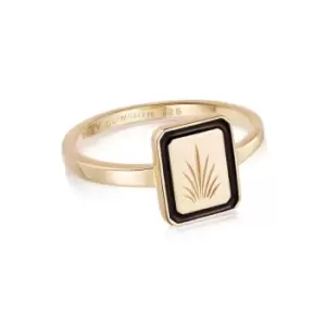 Image of Rings 18ct Gold Plate Engraved Palm Enamel Ring 18ct Gold Plate
