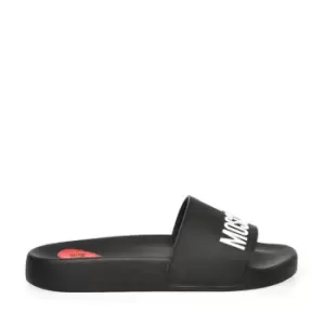 Image of LOVE MOSCHINO Embossed Logo Sliders - Black