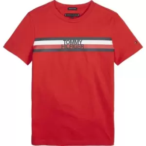 Image of Tommy Hilfiger Stripe Logo T-Shirt - Red