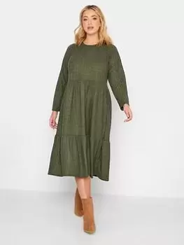 Image of Yours Ribbed Midi Dress - Green, Size 22-24, Women