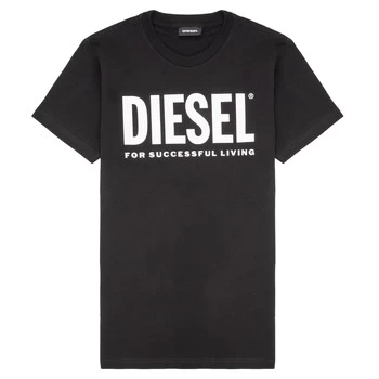 Image of Diesel TJUSTLOGO boys's Childrens T shirt in Black - Sizes 8 years,10 years,12 years,14 years,16 years