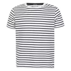 Image of Skinni Minni Childrens/Kids Striped T-Shirt (9-10 Years) (White/Oxford Navy)