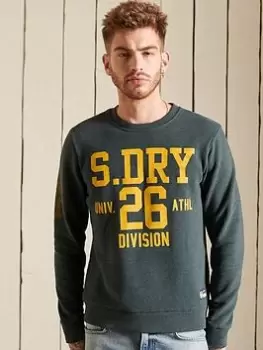 Image of Superdry T&amp;f Crew Sweat - Green Marl, Green Marl, Size S, Men