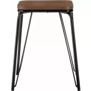 Image of Premier Housewares - District Black Metal / Elm Small Wood Stool