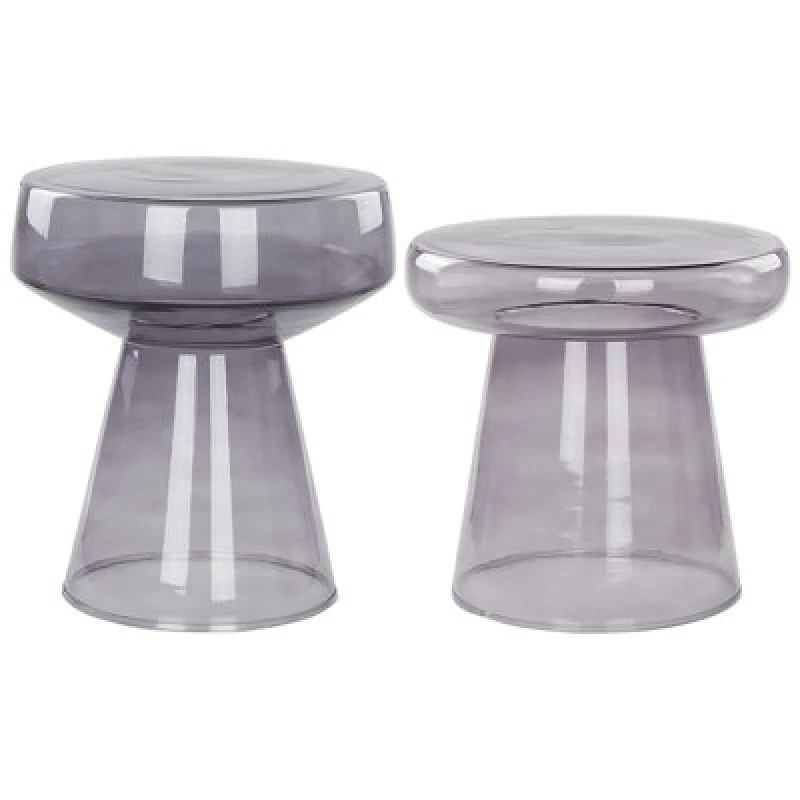 Image of Beliani Set Of 2 Side Tables Laguna/caldera Glass Grey
