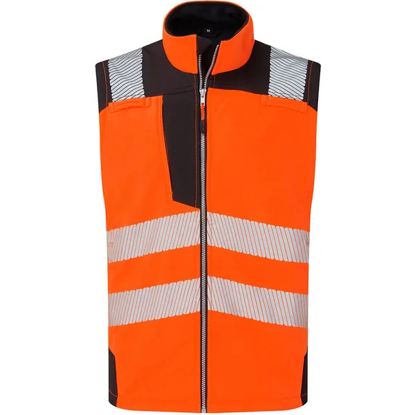 Image of Portwest PW3 Hi Vis Softshell Gilet PW325OBR4XL Colour: Orange / Black