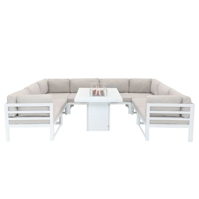 Image of Monstershop Modular Garden Furniture Set With Fire Pit - White White Unisex
