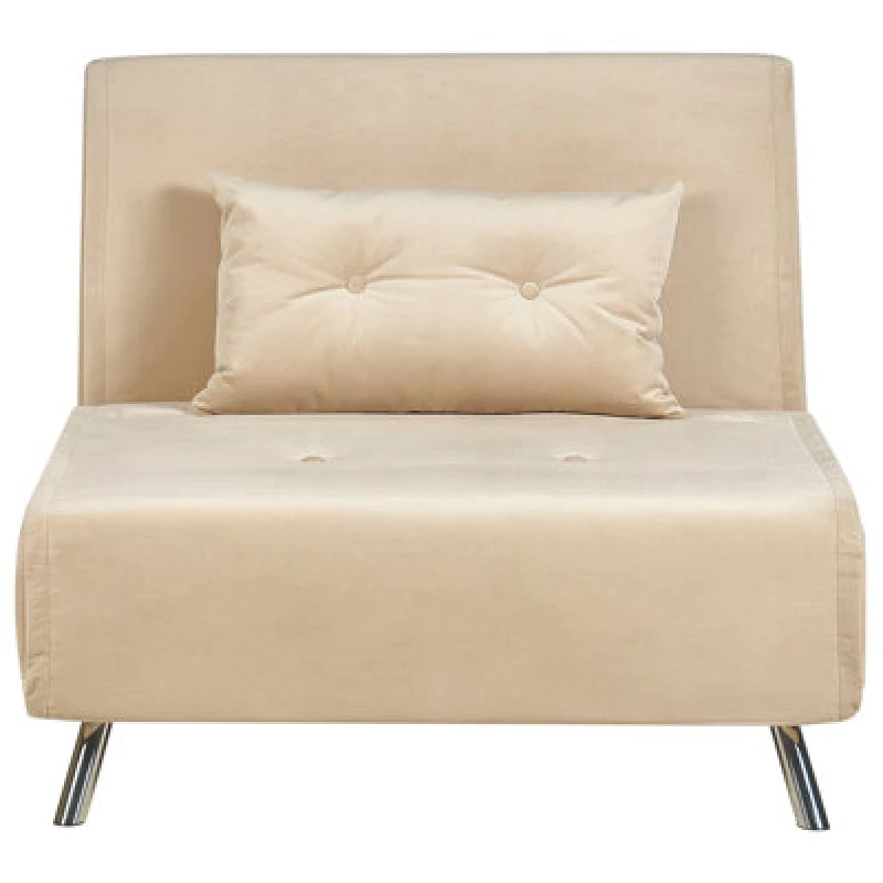 Image of Beliani Single Sofa Bed Farris Velvet Sand Beige