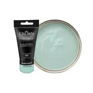 Image of Crown Easyclean Mid Sheen Emulsion Bathroom Paint - Soft Duck Egg Tester Pot - 40ml