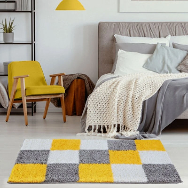 Image of The Rugs Myshaggy Collection Rugs Geometric Design 381 Yellow